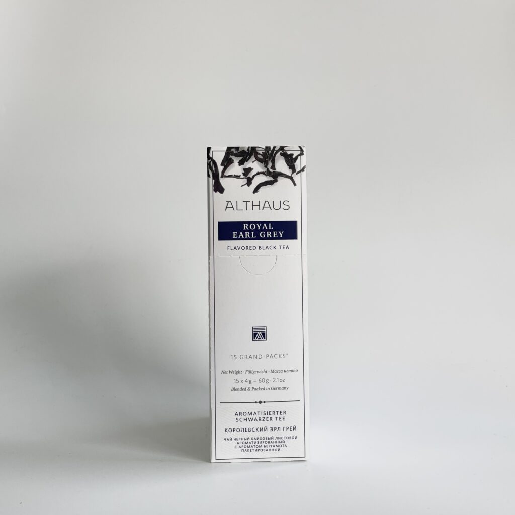 Чай чорний Althaus Royal Earl Grey із натуральним бергамотом у пакетиках для чайника, 15×4 г.