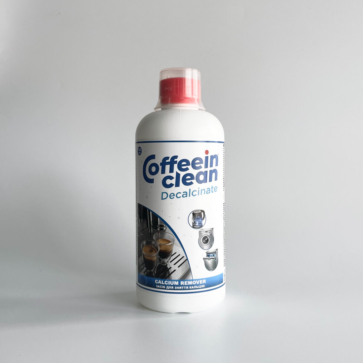 Coffeein Clean – рідкий засіб для очищення від кальцію та накипу, 500 мл Рідина Coffeein Clean для видалення кальцію та накипу з кавоварок і побутової техніки, 500 мл